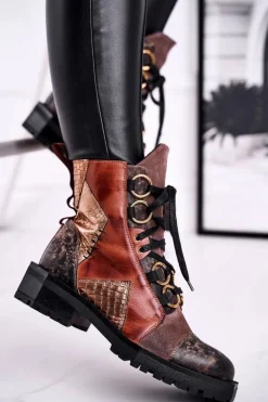 Botki Damskie Skórzane Trzewiki Maciejka Rude 04184-29/00-3