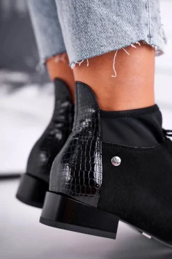 Botki Damskie Skórzane Trzewiki Maciejka Czarne 04744-20