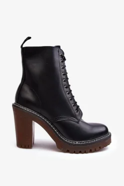 Botki Damskie Sznurowane Na Słupku Czarne Arove