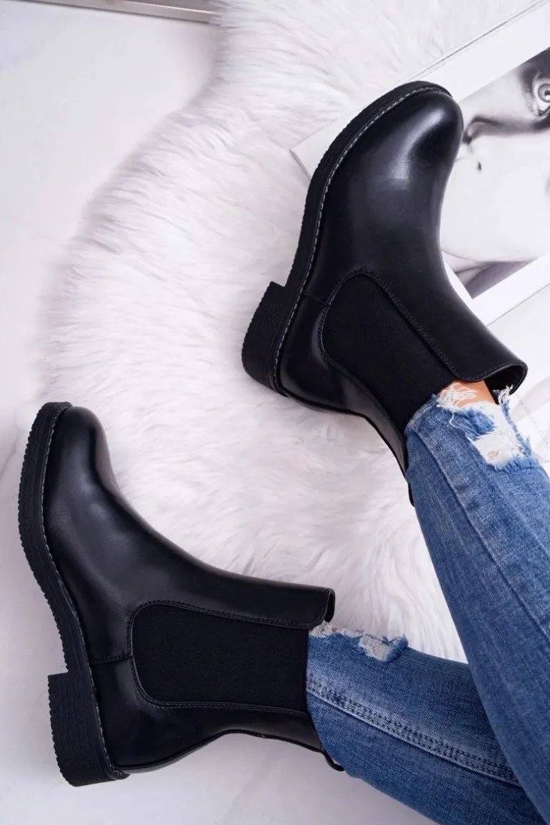 Botki Damskie Sztyblety Czarne 8BT35-1489