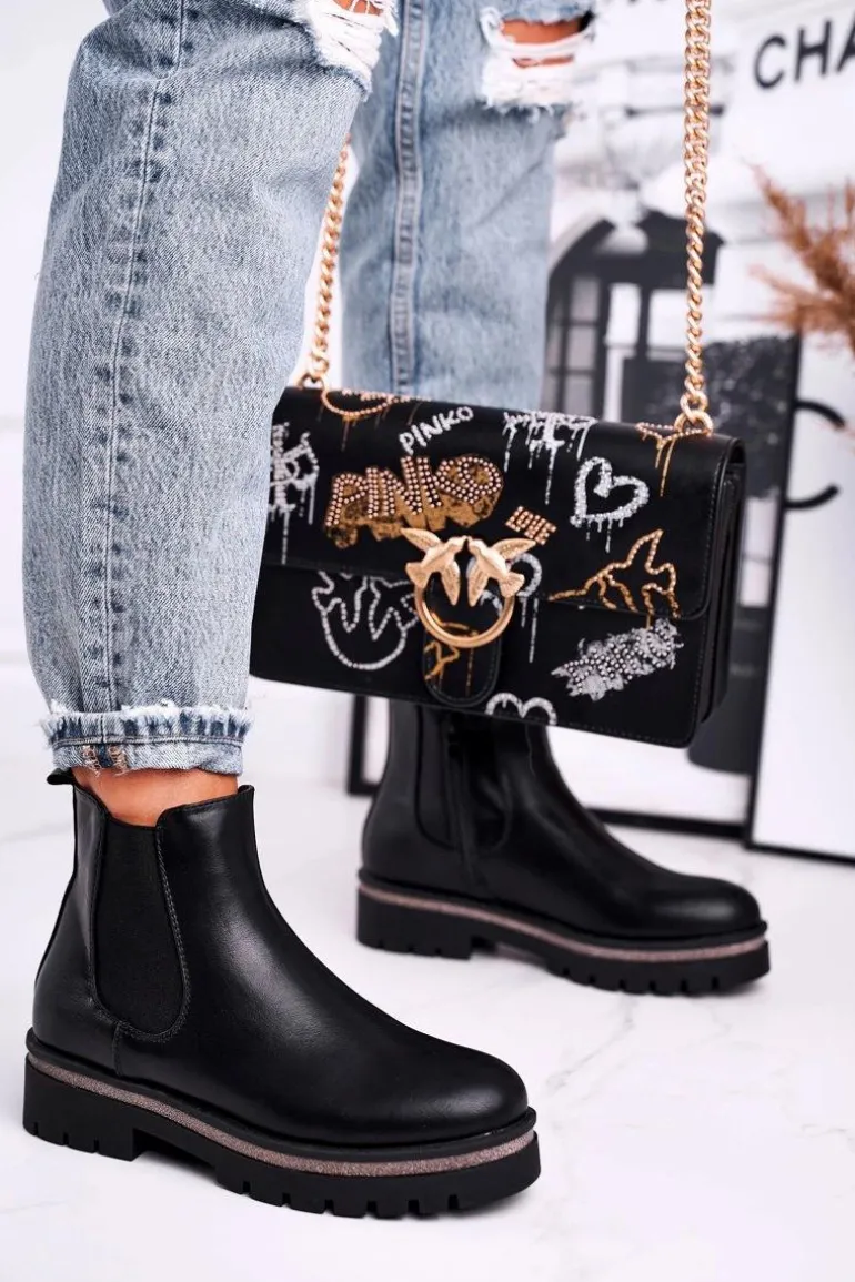 Botki damskie sztyblety czarne Stiletto