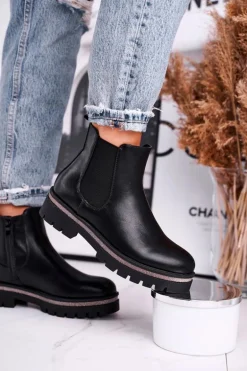 Botki damskie sztyblety czarne Stiletto