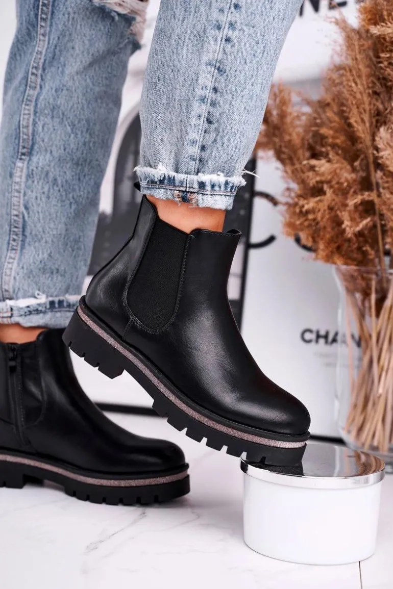 Botki damskie sztyblety czarne Stiletto