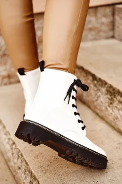 Botki Damskie Trapery Białe Kognito