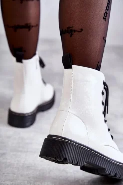 Botki Damskie Trapery Białe Kognito