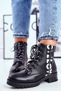 Botki Damskie Trapery Czarne Verso