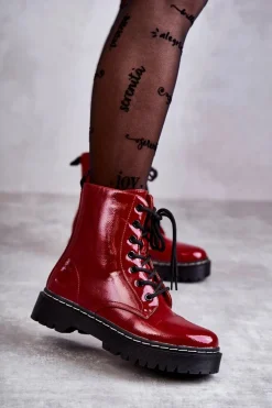 Botki Damskie Trapery Czerwone Kognito