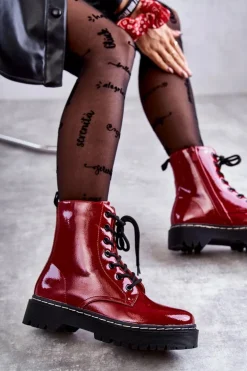 Botki Damskie Trapery Czerwone Kognito