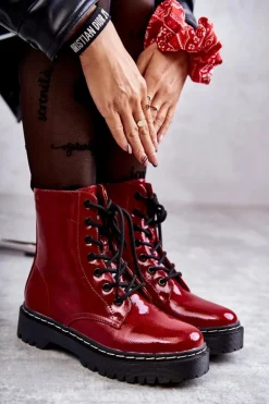 Botki Damskie Trapery Czerwone Kognito