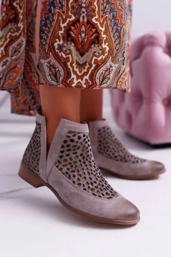 Botki Damskie Wiosenne Kowbojki Szare 2366 Draw