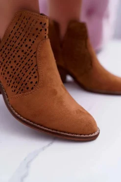 Botki Damskie Wiosenne Kowbojki Camel Matty