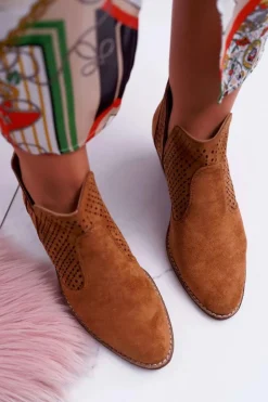 Botki Damskie Wiosenne Kowbojki Camel Matty