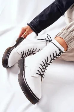 Botki Damskie Workery Białe Corydon