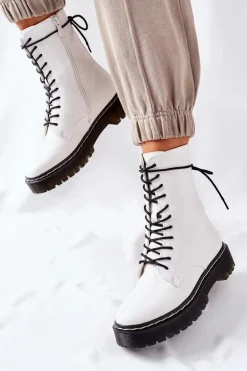 Botki Damskie Workery Białe Corydon