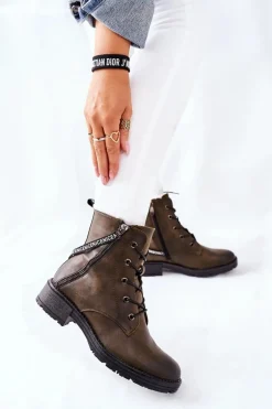 Botki Damskie Workery Brązowe Goorey