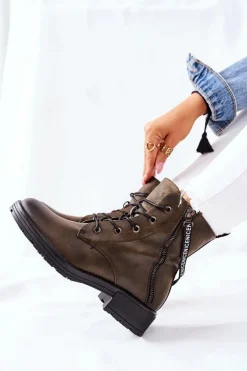 Botki Damskie Workery Brązowe Goorey