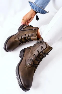 Botki Damskie Workery Brązowe Goorey