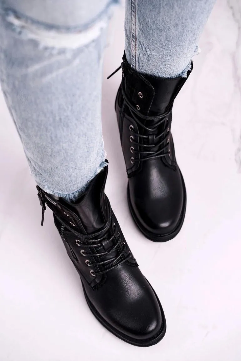 Botki Damskie Workery Czarne Perfecto