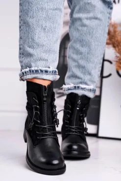 Botki Damskie Workery Czarne Bear