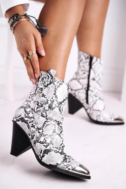 Botki Damskie Wysokie Stalowy Nosek Snake Eternally