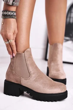 Botki Damskie Wysokie Sztyblety Sidamo Beżowe