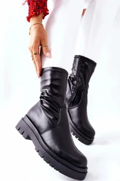 Botki Damskie Z Elastyczną Cholewką Czarne Doubler