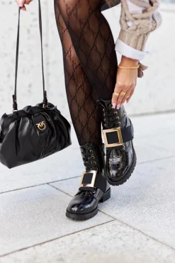 Botki Damskie z klamrą Happy Su Czarne