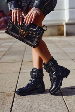 Botki Damskie Z Klamrami Grunge Czarne Victory