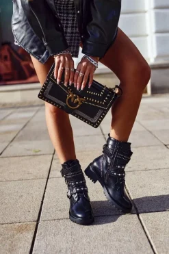 Botki Damskie Z Klamrami Grunge Czarne Victory