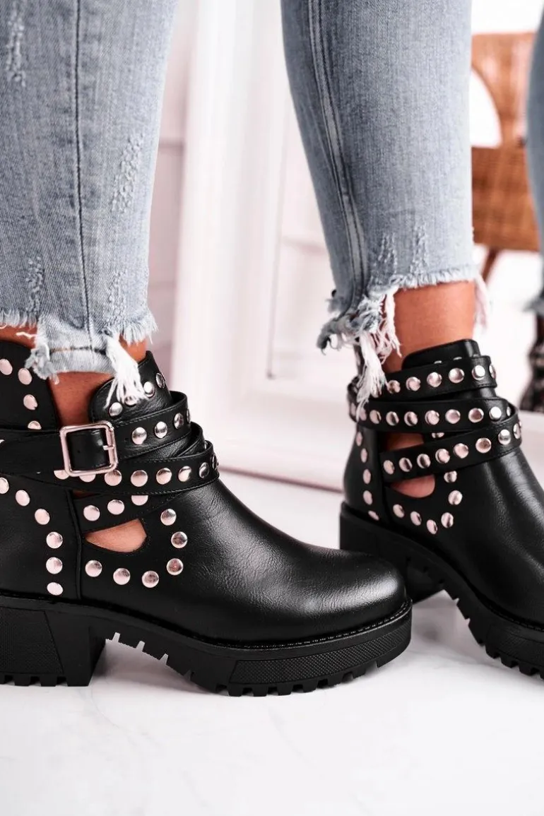 Botki Damskie Z Nitami Grunge Czarne Heavenly