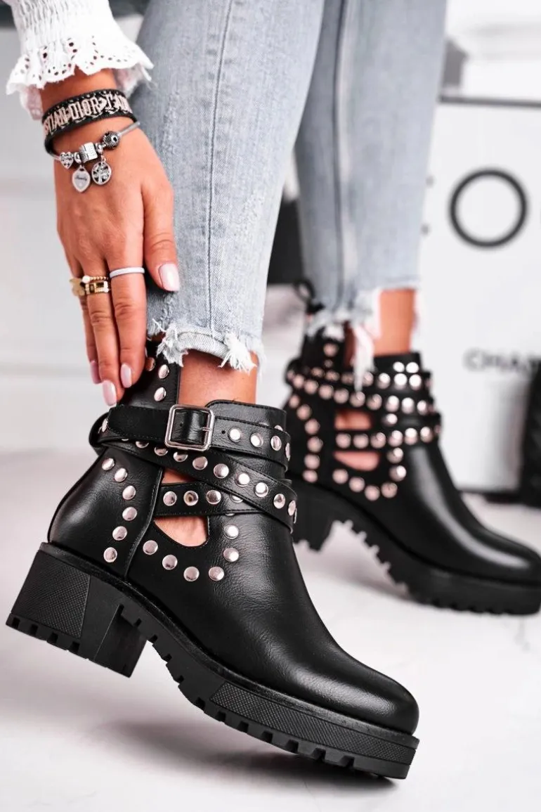 Botki Damskie Z Nitami Grunge Czarne Heavenly