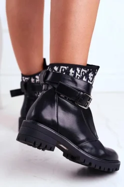 Botki Damskie z paskiem Czarne Joyce