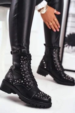 Botki Damskie z ćwiekami Czarne Chill