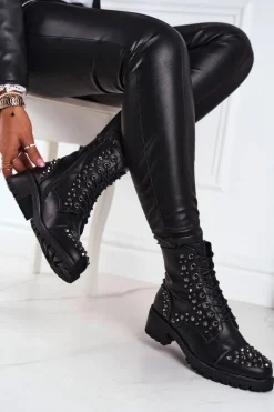 Botki Damskie z ćwiekami Czarne Chill