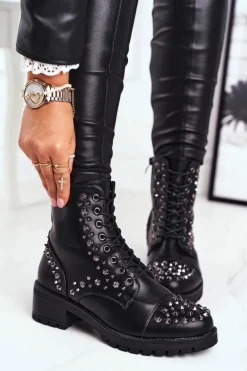 Botki Damskie z ćwiekami Czarne Chill