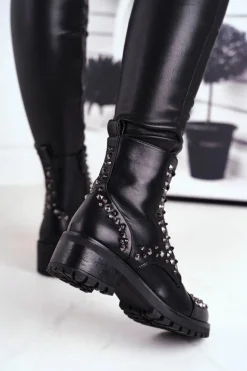 Botki Damskie z ćwiekami Czarne Chill