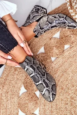 Botki Damskie Z Wycięciami Skórzane Wężowe Visconi 2625804