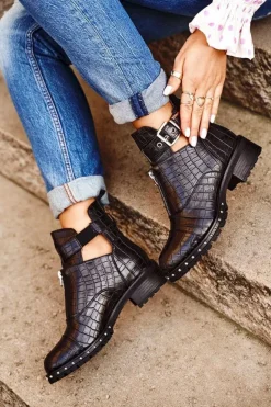 Botki Damskie Z Wycięciami Czarne Hampton