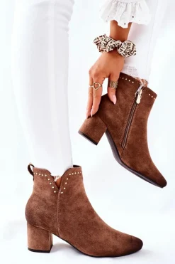 Botki Damskie Zamszowe Beżowe Brinlack