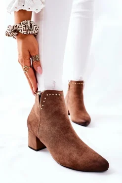 Botki Damskie Zamszowe Beżowe Brinlack