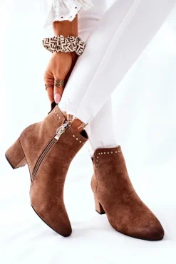 Botki Damskie Zamszowe Beżowe Brinlack