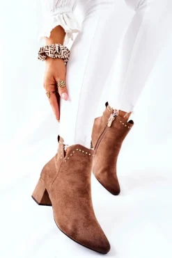 Botki Damskie Zamszowe Beżowe Brinlack