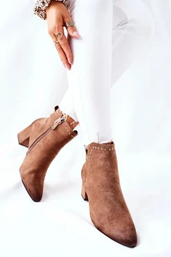 Botki Damskie Zamszowe Beżowe Brinlack