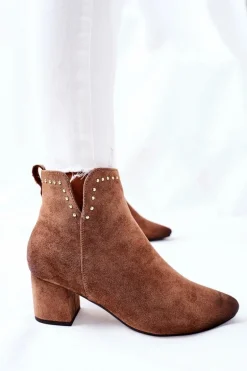 Botki Damskie Zamszowe Beżowe Brinlack