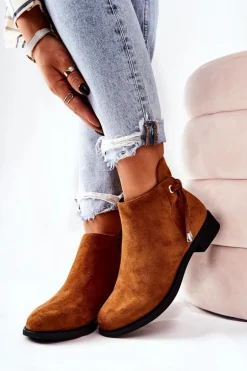 Botki Damskie Zamszowe Camel Numbero
