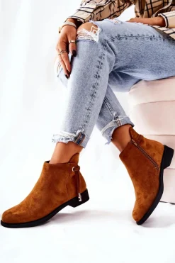 Botki Damskie Zamszowe Camel Numbero