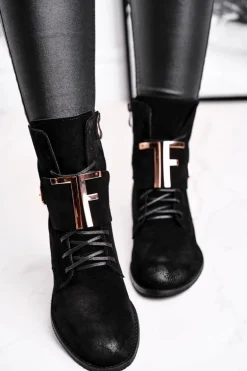 Botki Damskie Zamszowe Czarne Nicole 2591