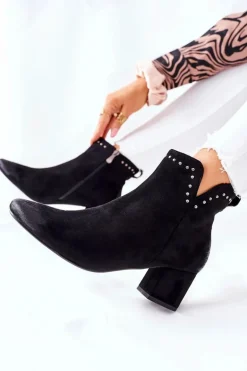 Botki Damskie Zamszowe Czarne Brinlack