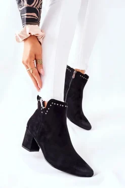 Botki Damskie Zamszowe Czarne Brinlack