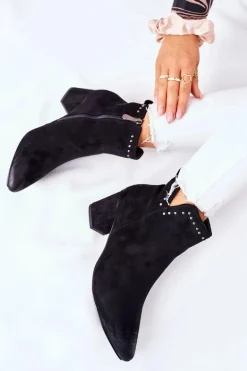 Botki Damskie Zamszowe Czarne Brinlack